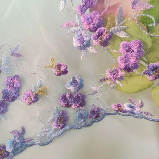 Textura de encaje bordado decorativo multicolor 25cm
