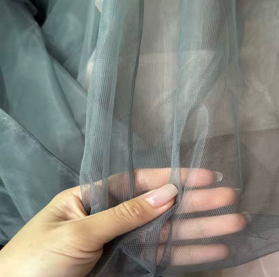 Acabado de tul estabilizador sin elasticidad para lencería
