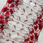 Encaje floral rojo en malla de 33cm de ancho para lencería y vestidos
